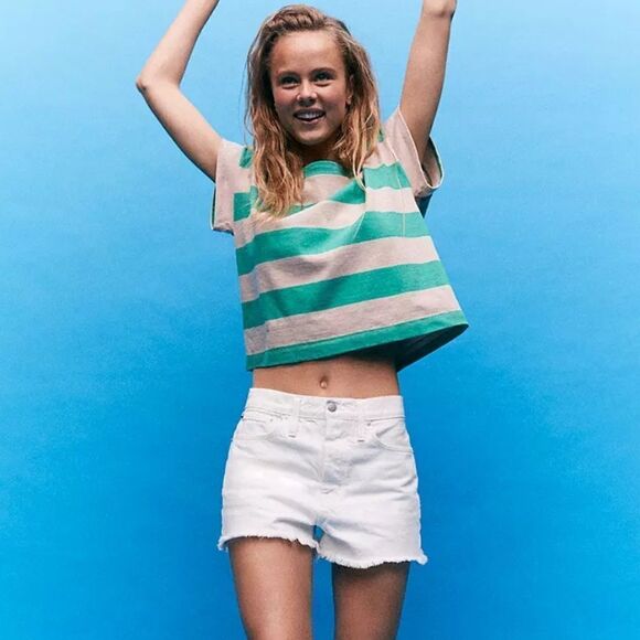 Madewell 25 Relaxed Mid Rise Raw Hem White Denim Shorts - Picture 4 of 14